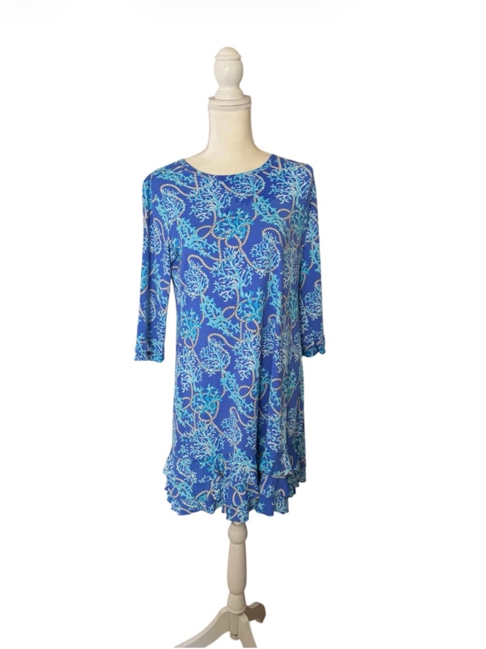 Lulu-B Blue & Aqua Floral ocean themed dress